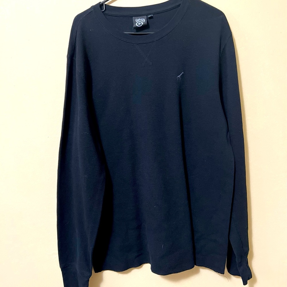 LRG Black Long Sleeve Thermal T-shirt with black embroidered giraffe - XL